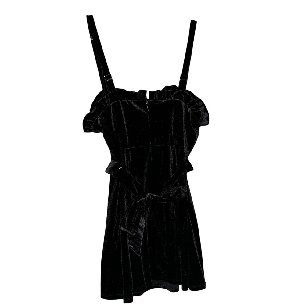 Velvet Sleeveless Belted Fit Flare Dress Black Rhinestone Star L Johnny Wujek - Picture 5 of 7